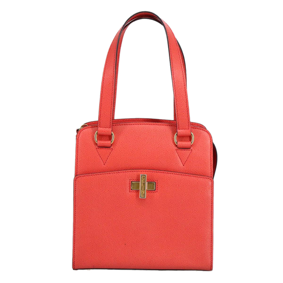 CELINE Hand Bag Leather Orange Gold Auth 97815 - Picture 13 of 16